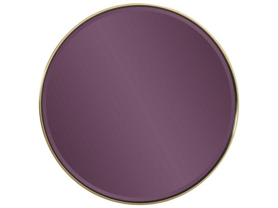 Broidy Round Wall Mirror in Aubergine Purple and Gold
