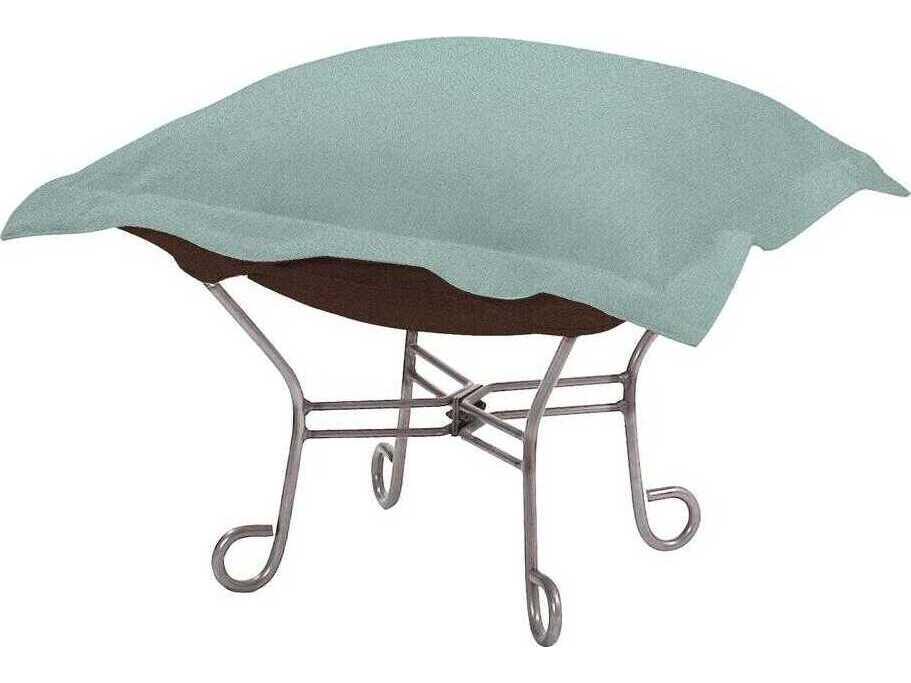 Scroll Puff Upholstered Ottoman with Titanium Frame