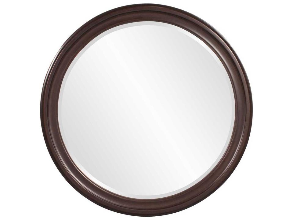 George Lacquered Chocolate Round Wall Mirror with Grooves