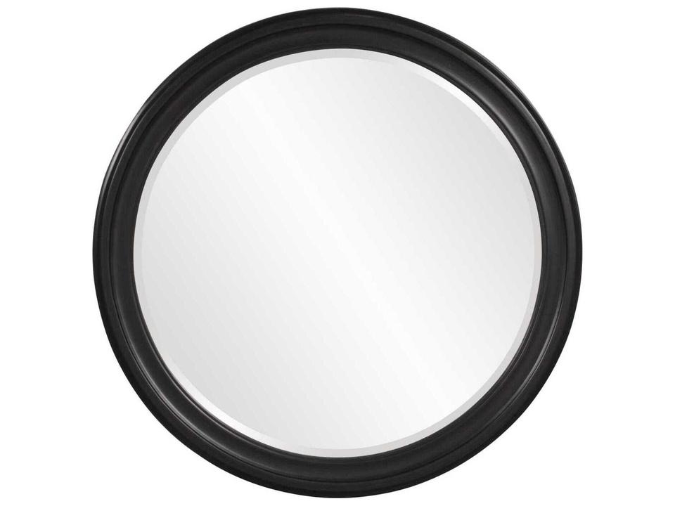 George Round Wall Mirror with Grooved Wood Frame