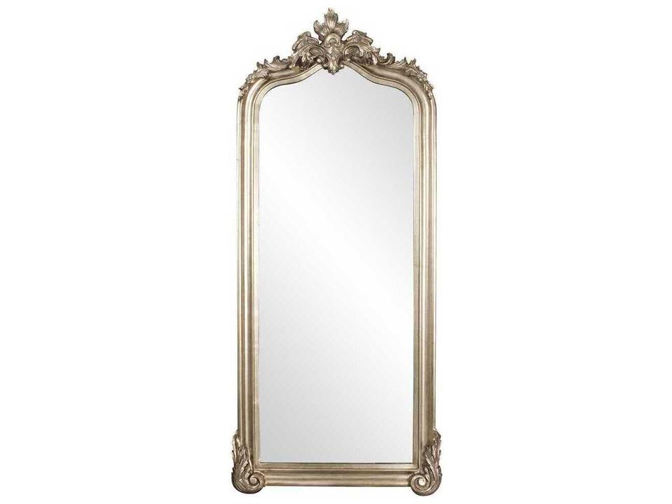Tudor Arched Floor Wall Mirror Champagne Silver Leaf Finish