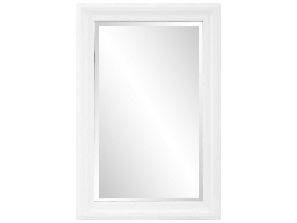 George Matte White Rectangular Wall Mirror with Grooved Frame