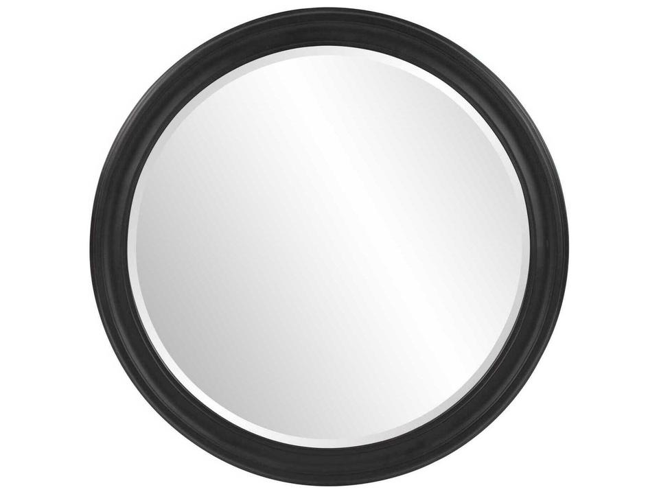 George Round Wall Mirror in Matte Black Finish with Grooved Frame