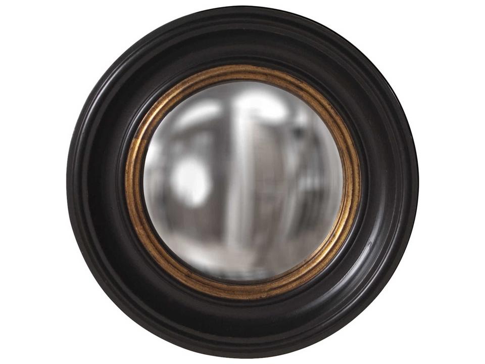 Albert Round Wall Mirror in Matte Black with Gold Leaf
