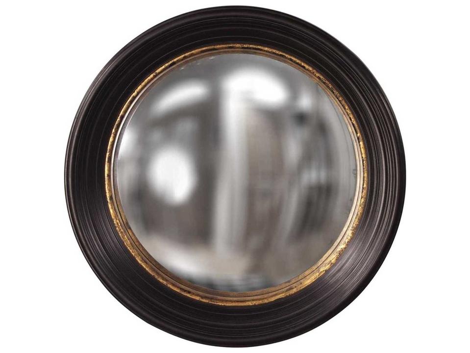 Rex Round Wall Mirror in Matte Black with Mottled Gold Leaf Inset