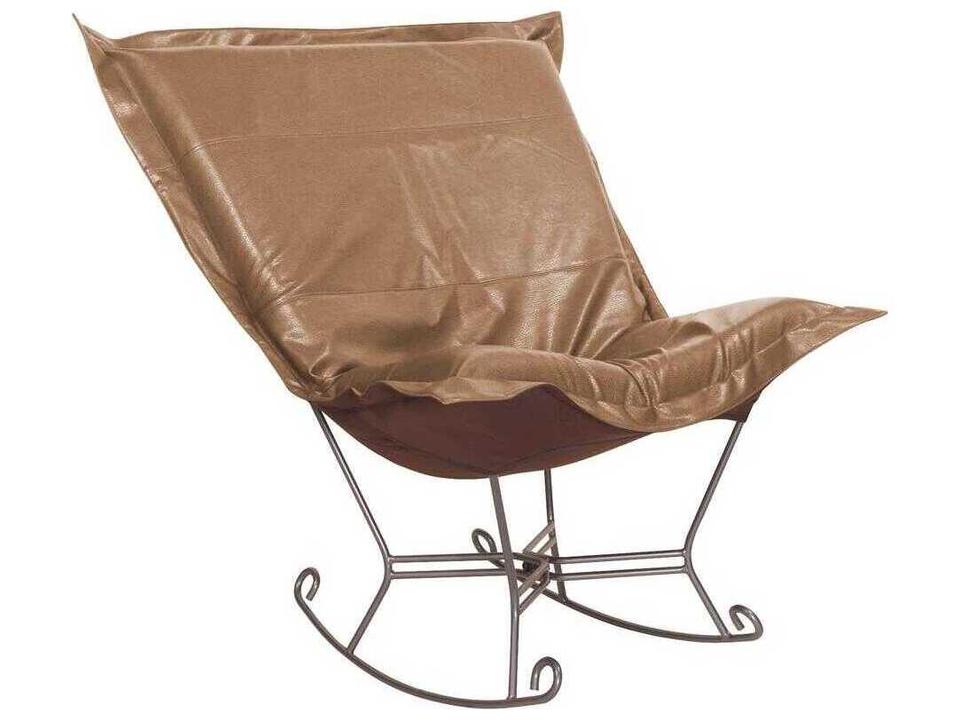 Scroll Puff Rocker Armless Accent Chair with Foam Cushion