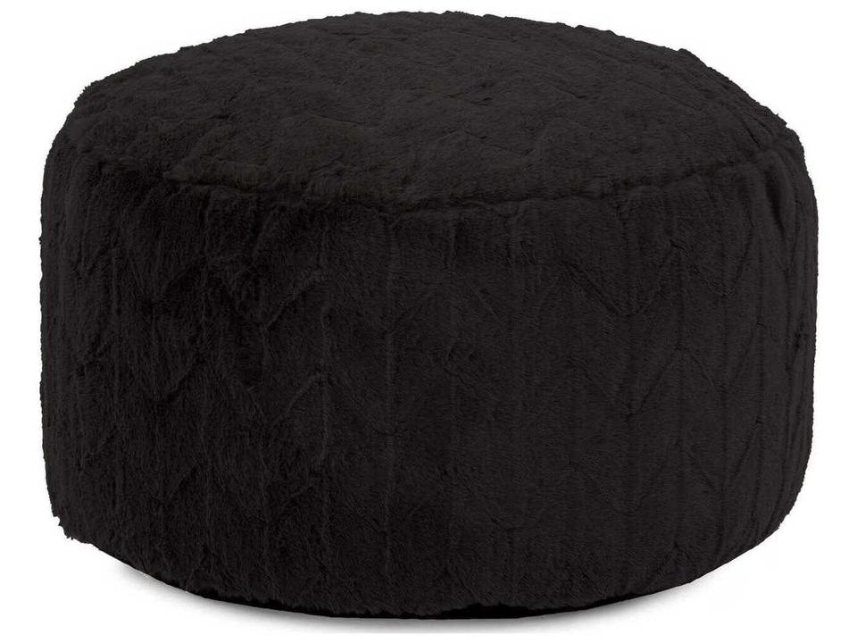 Angora Ebony Faux Fur Foot Pouf