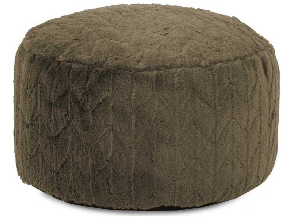 Angora Moss Foot Pouf with Removable Faux Fur Cover
