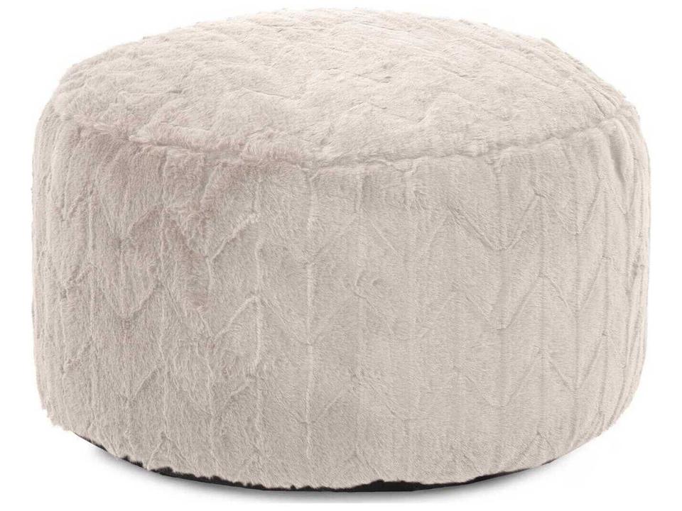 Angora Natural Faux Fur Foot Pouf