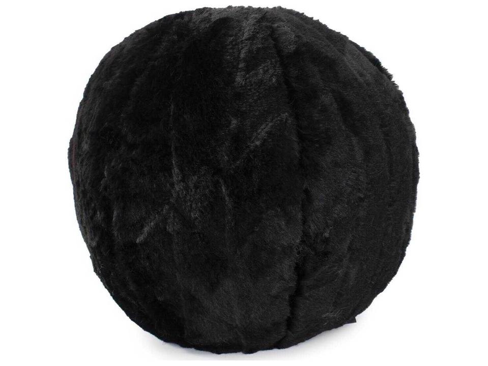 Angora Ebony Faux Fur Round Poly Filled Pillow