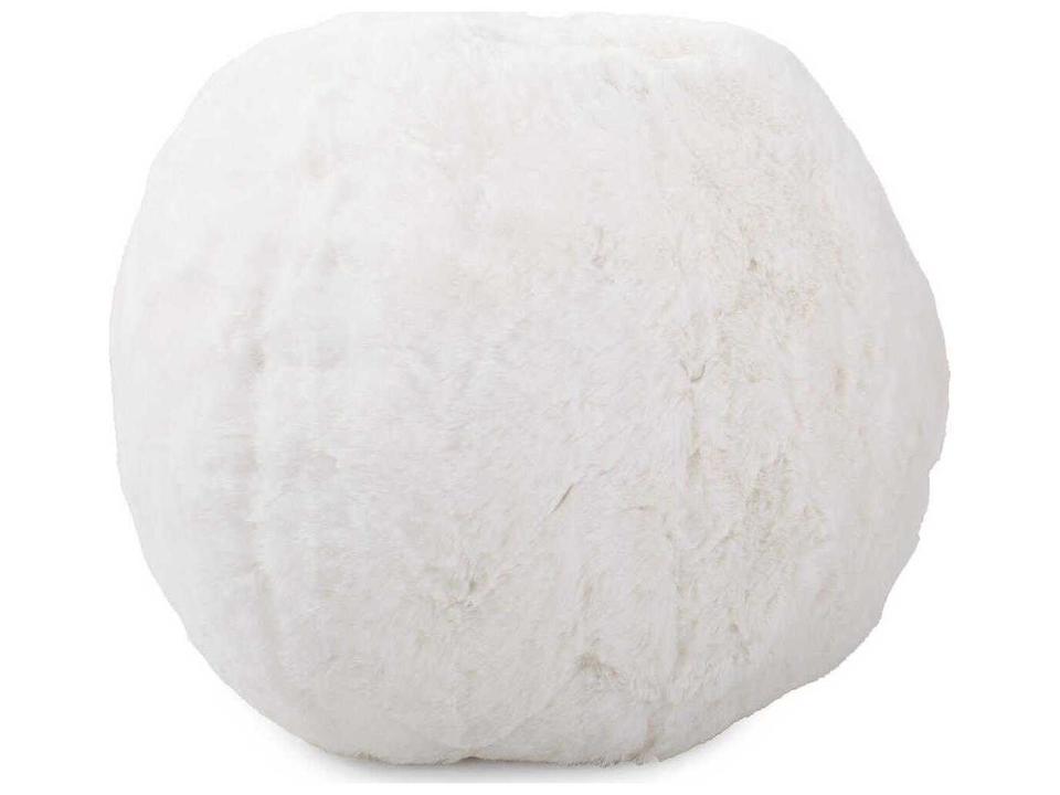 Angora Collection Round Faux Fur Accent Pillow in Natural