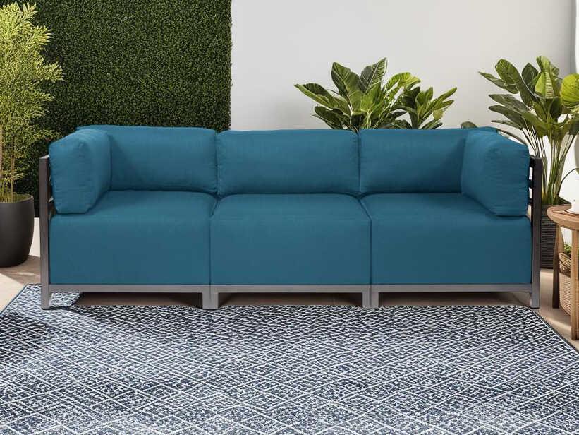 Axis Sunbrella Cushion Sofa in Seascape Turquoise