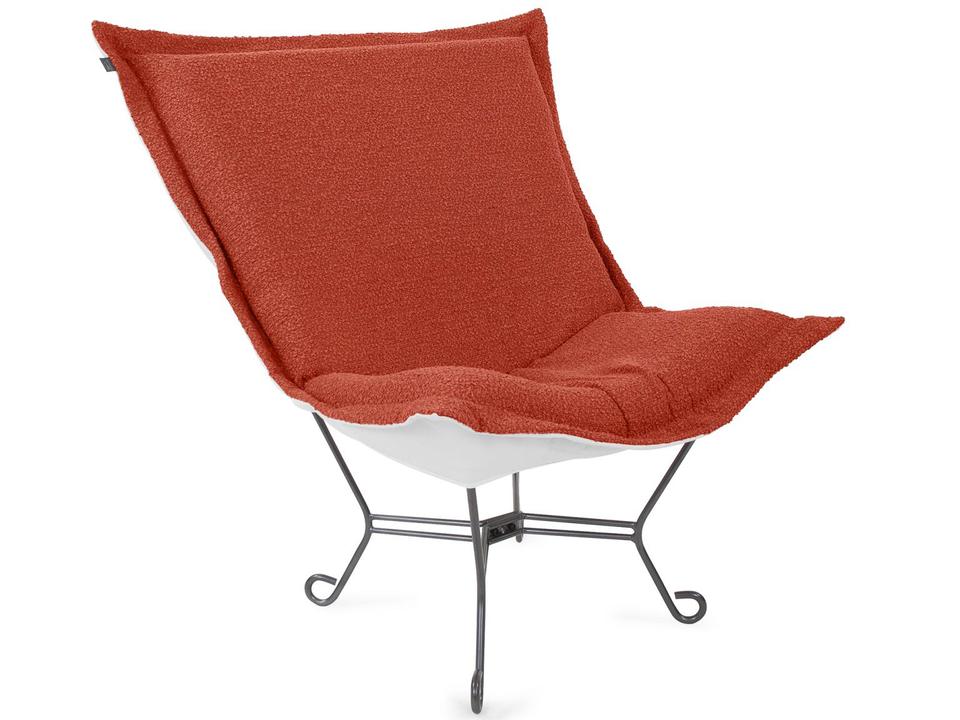 Puff Scroll Alicante Coral Fabric Lounge Chair