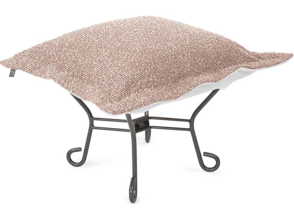 Puff Scroll Outdoor Ottoman with Blush Olefin Cushion