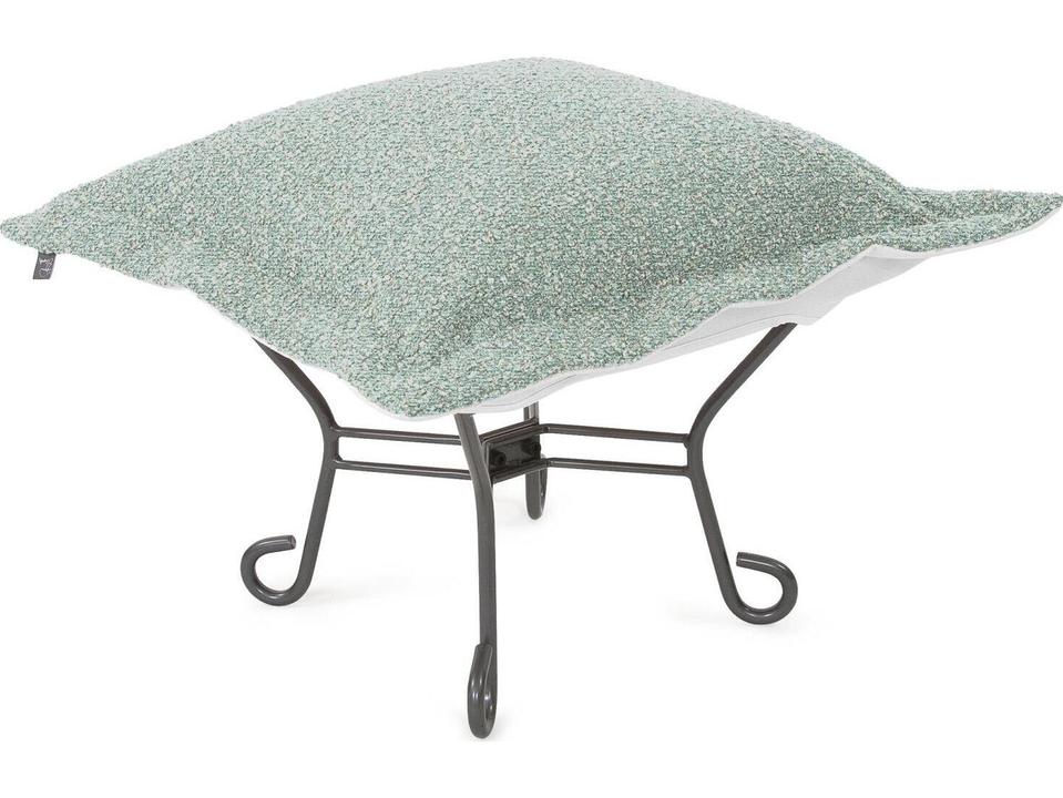 Puff Scroll 24-Inch Square Olefin Fabric Ottoman in Breeze