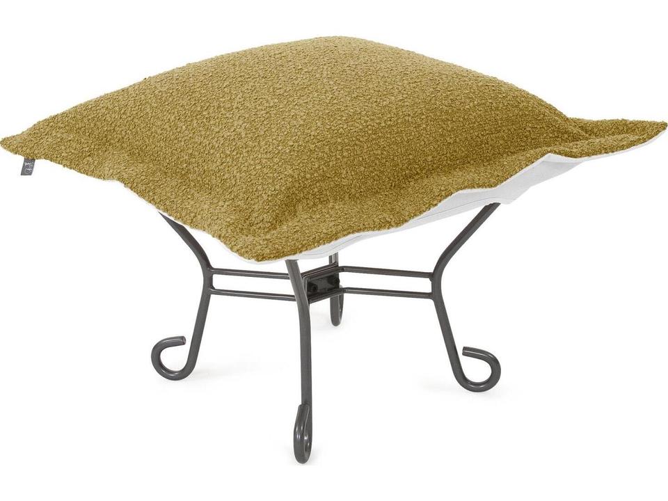 Puff Scroll Fabric Cushion Ottoman in Alicante Gold