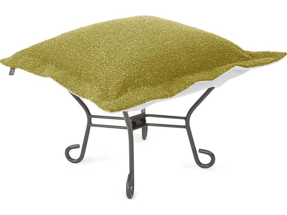 Howard Elliott Puff Scroll Alicante Olefin Fabric Outdoor Ottoman in Moss