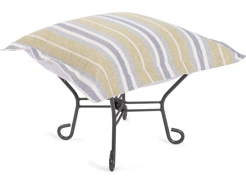Puff Scroll Dune Moss Fabric Cushion Ottoman