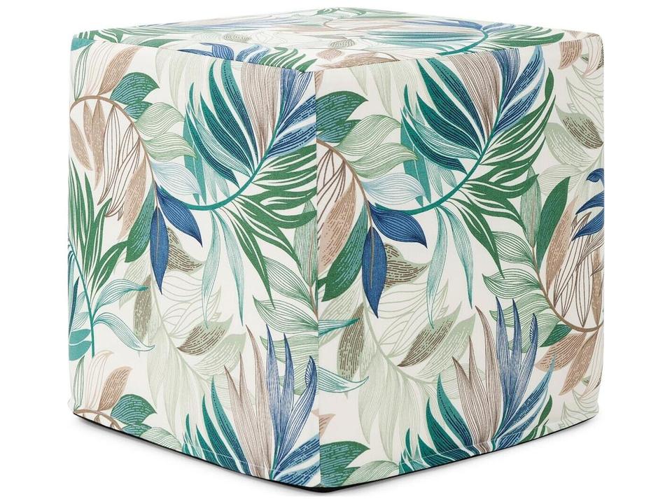 Howard Elliott No Tip Fern Indigo Fabric Cushion Ottoman