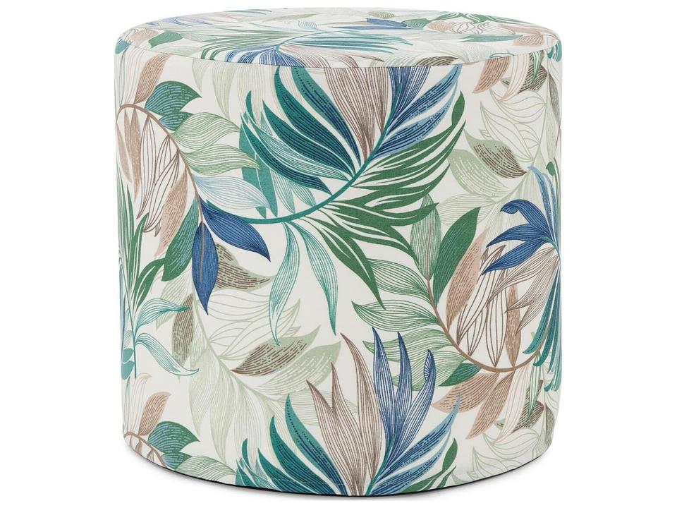 Howard Elliott No Tip Fern Indigo Fabric Ottoman