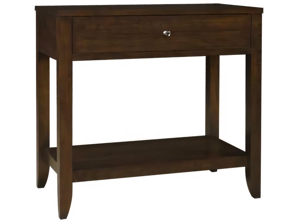 1-Drawer Brown Mahogany Wood Nightstand with Saber Legs