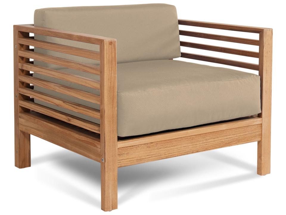 Summer Wood Fawn Teak Cushion Lounge Chair