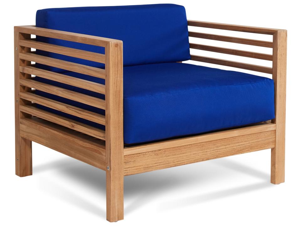 Summer Wood True Blue Teak Cushion Lounge Chair