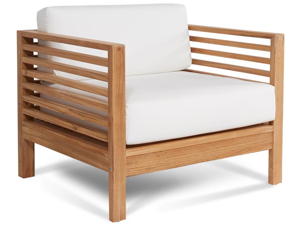 Summer Wood White Teak Cushion Lounge Chair