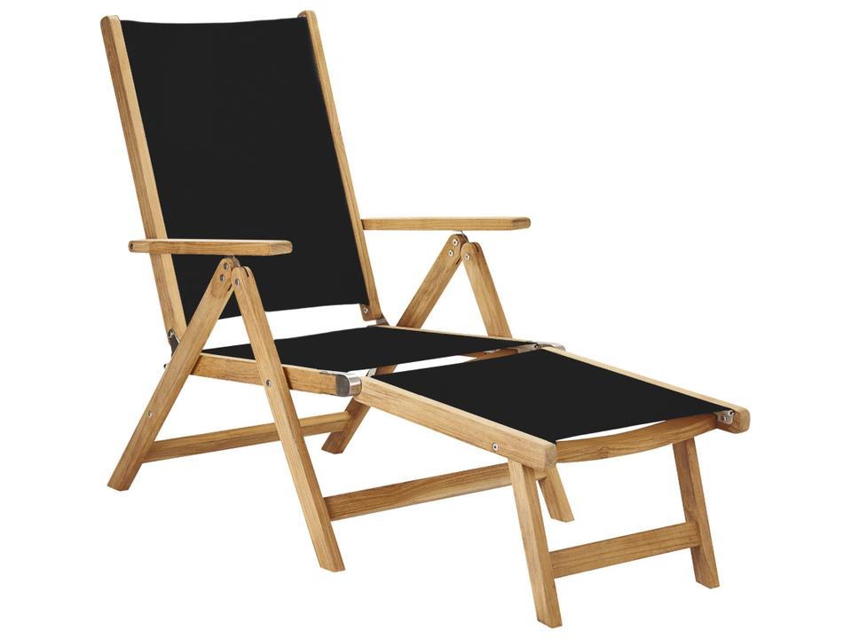 Aquitania Wood Black Teak Sling Lounge Chair