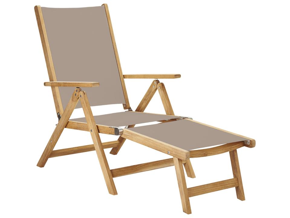 Aquitania Wood Taupe Teak Sling Lounge Chair
