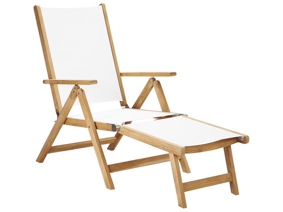 Aquitania Wood White Teak Sling Lounge Chair