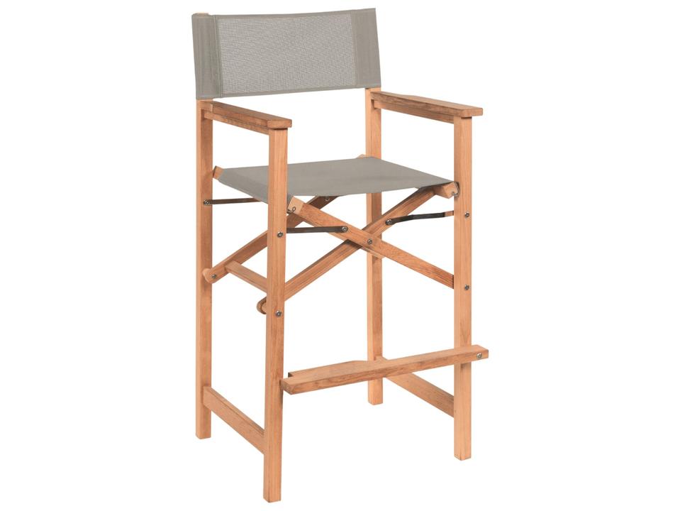 Director Wood Taupe Teak Sling Bar Stool
