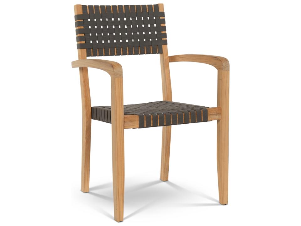 Herning Wood Taupe Grey Teak Strap Dining Chair
