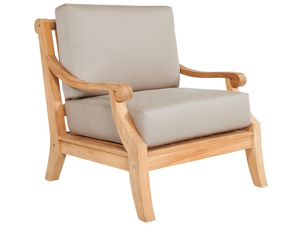 Sonoma Wood Antique Beige Teak Cushion Lounge Chair