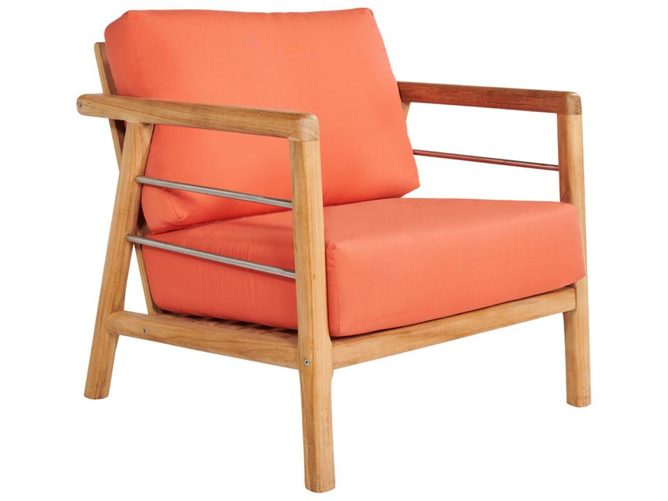 Aalto Wood Melon Teak Cushion Lounge Chair