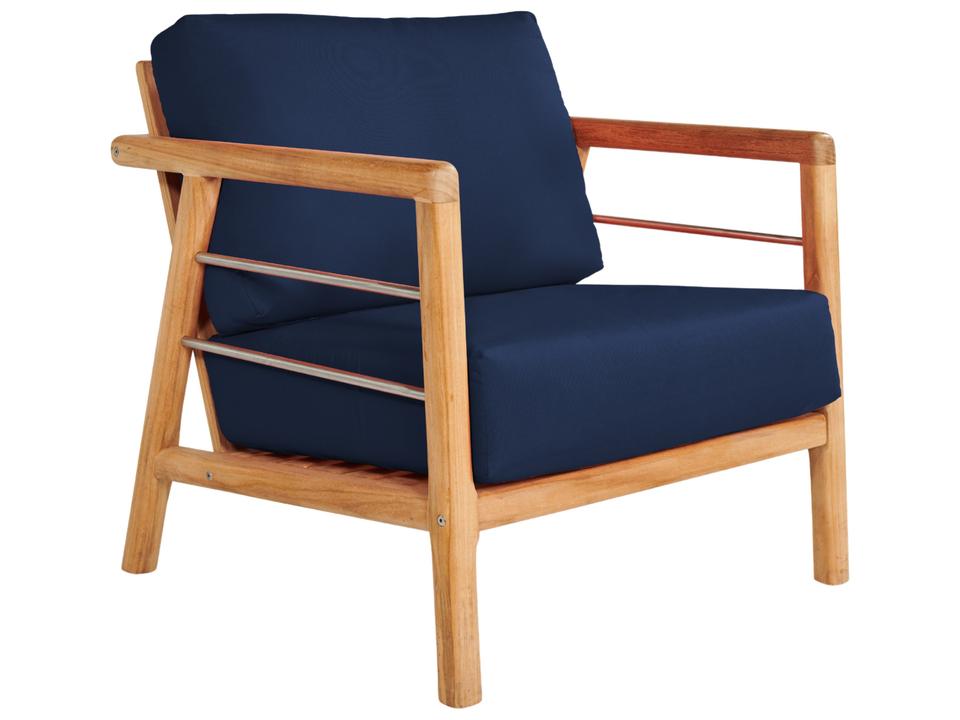 Aalto Wood Navy Teak Cushion Lounge Chair