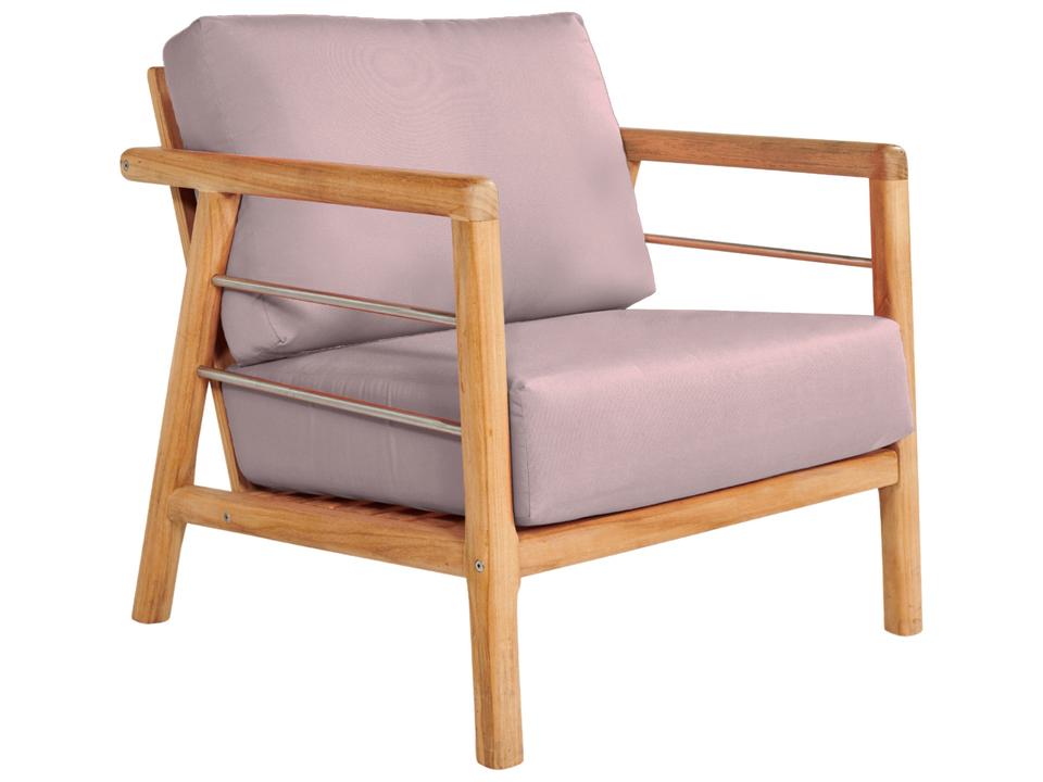 Aalto Wood Pink Teak Cushion Lounge Chair