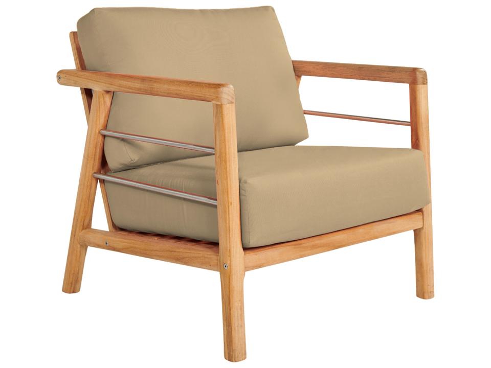 Aalto Wood Camel Teak Cushion Lounge Chair