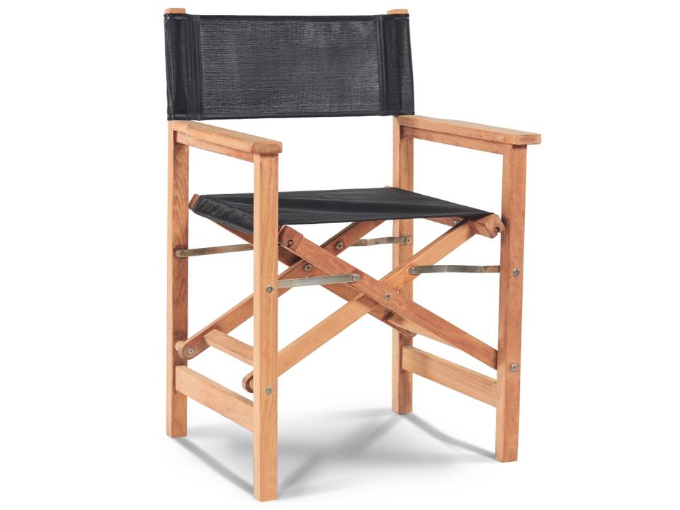 Director Wood Black Teak Sling Dining Chair