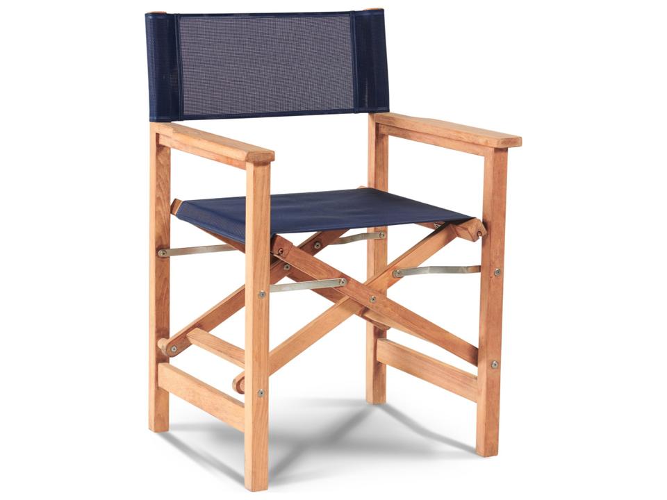 Director Wood Blue Teak Sling Dining Chair