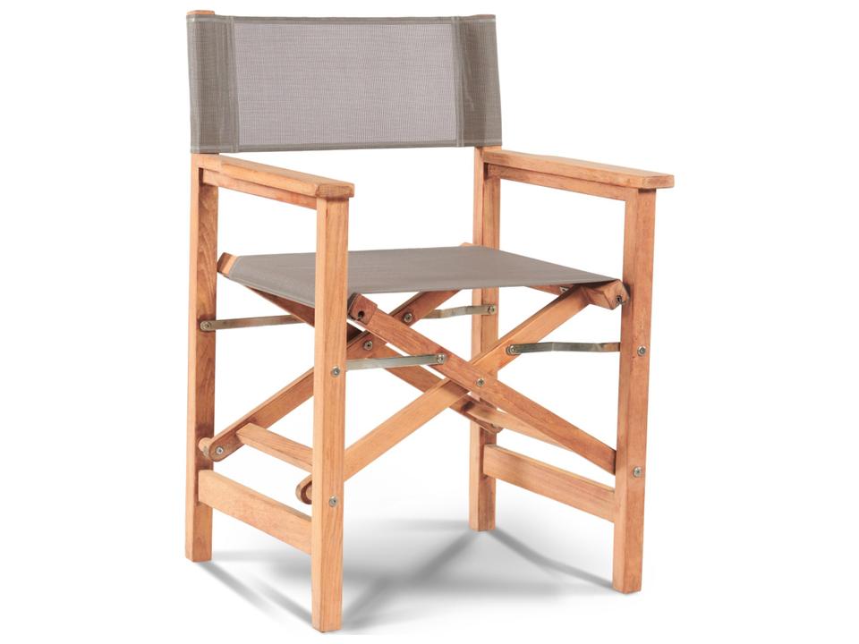 Director Wood Taupe Teak Sling Dining Chair