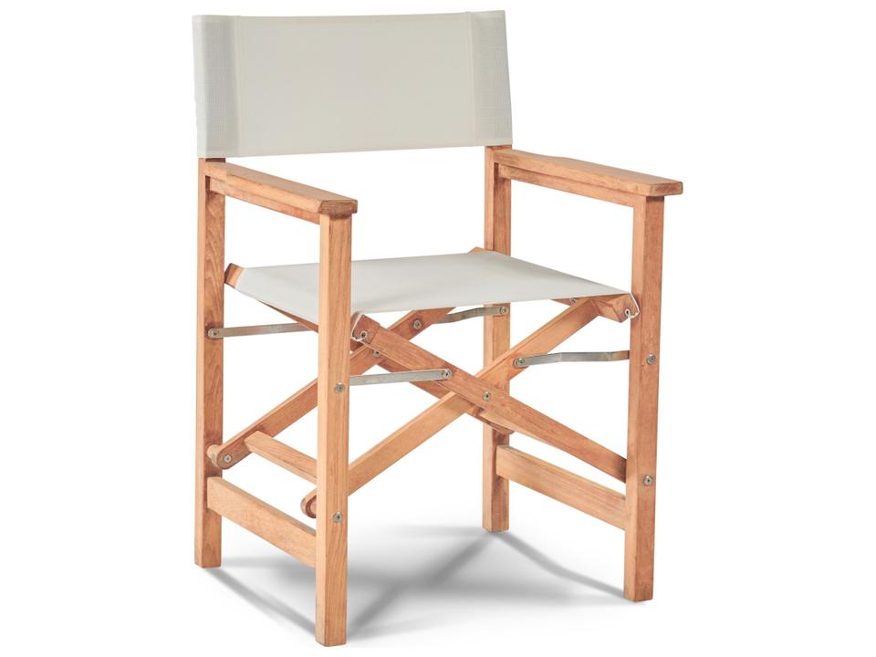 Director Wood White Teak Sling Dining Chair
