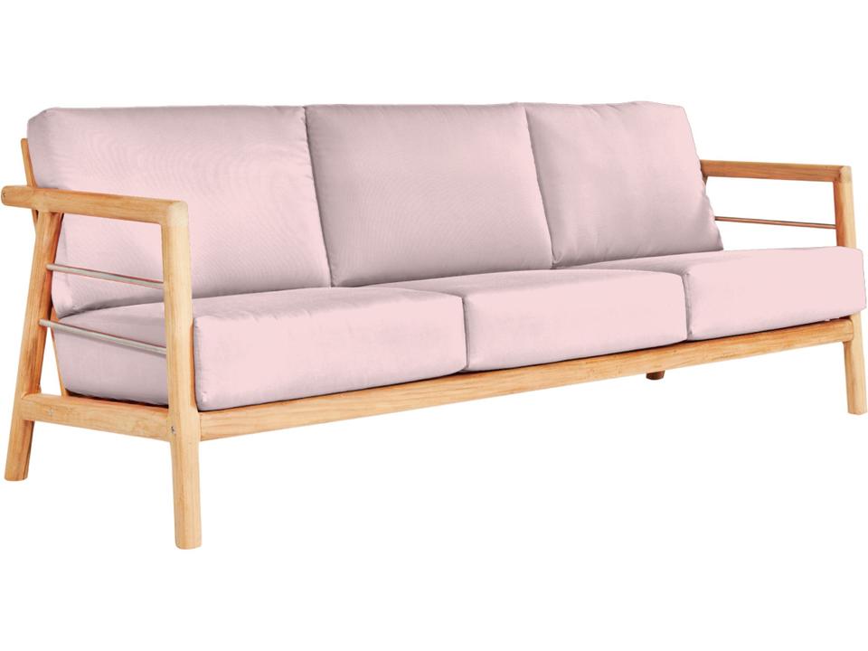 Aalto Wood Pink Teak Cushion Sofa