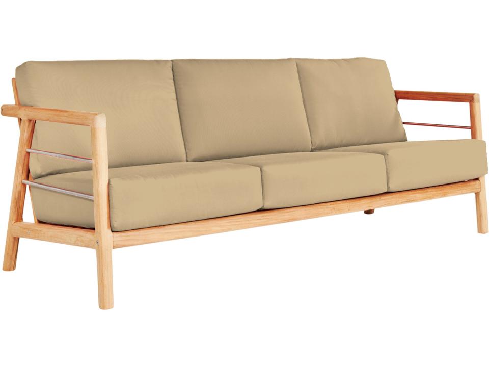 Aalto Wood Camel Teak Cushion Sofa