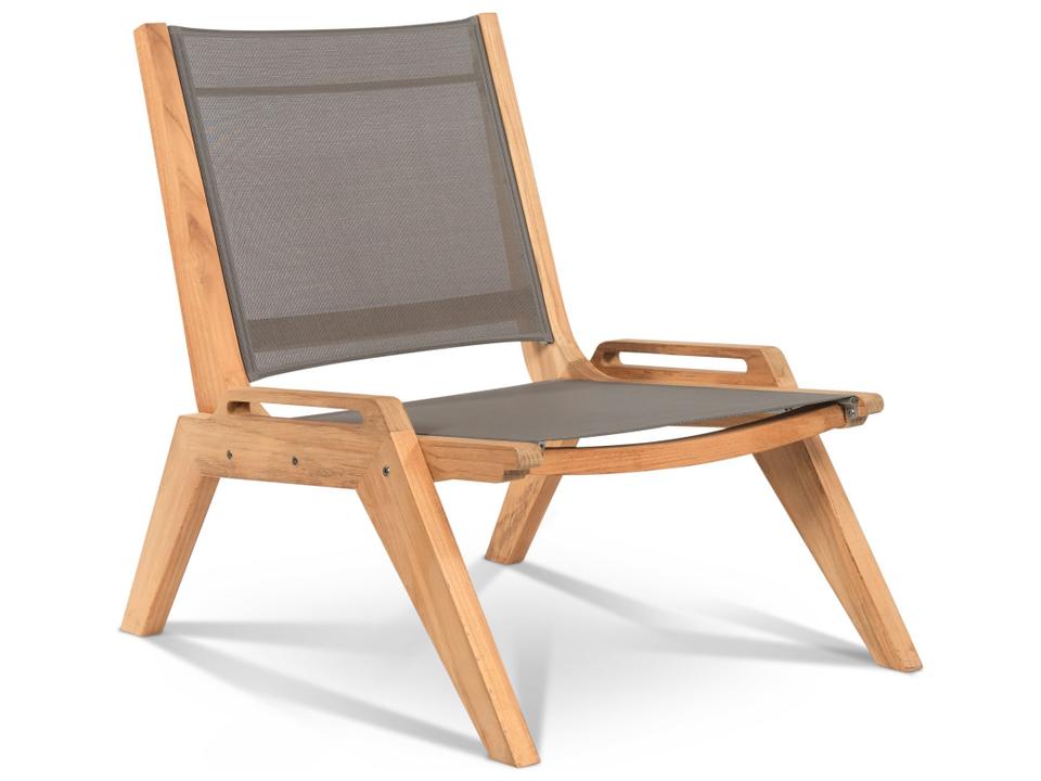 Draper Wood Taupe Teak Sling Lounge Chair
