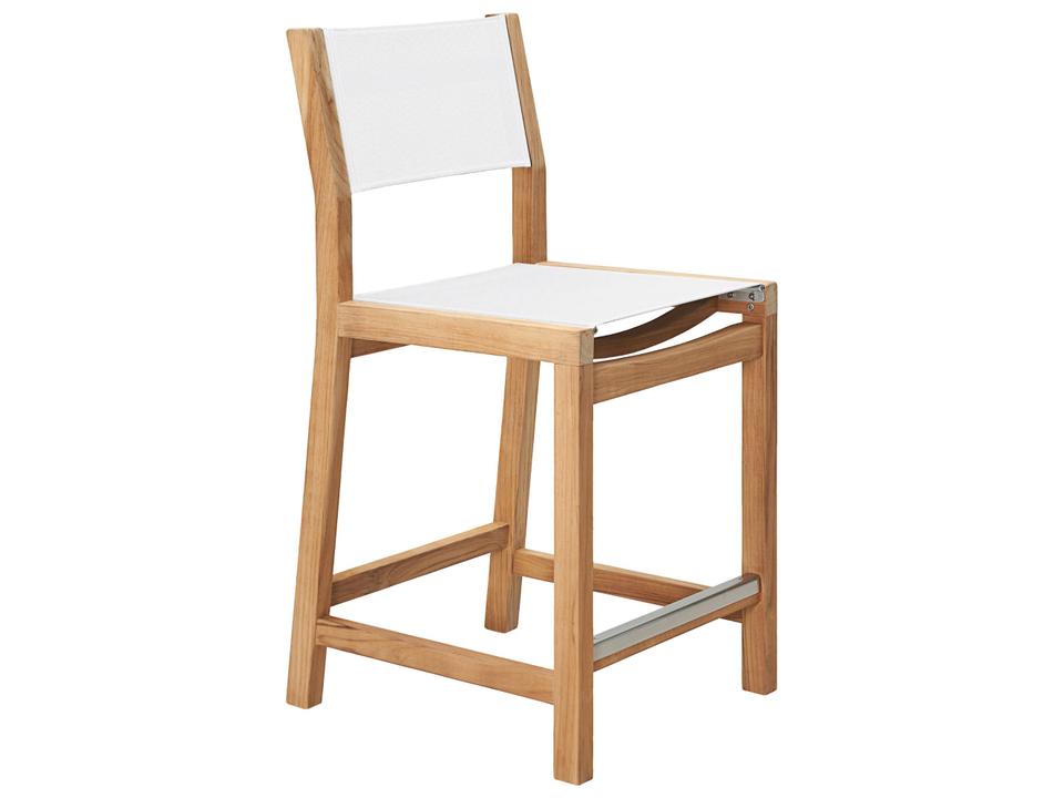 Pearl Wood White Teak Sling Counter Stool
