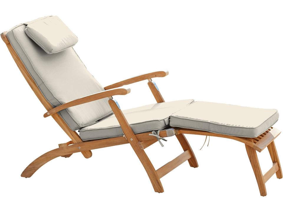 Anders Wood Canvas Teak Cushion Lounge Chair