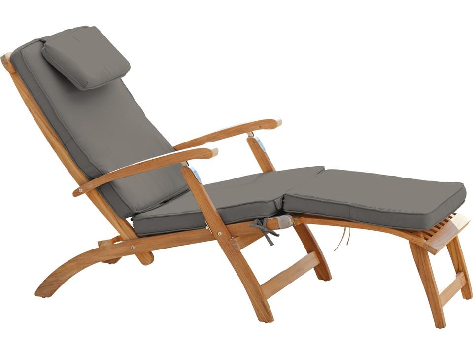 Anders Wood Charcoal Teak Cushion Lounge Chair