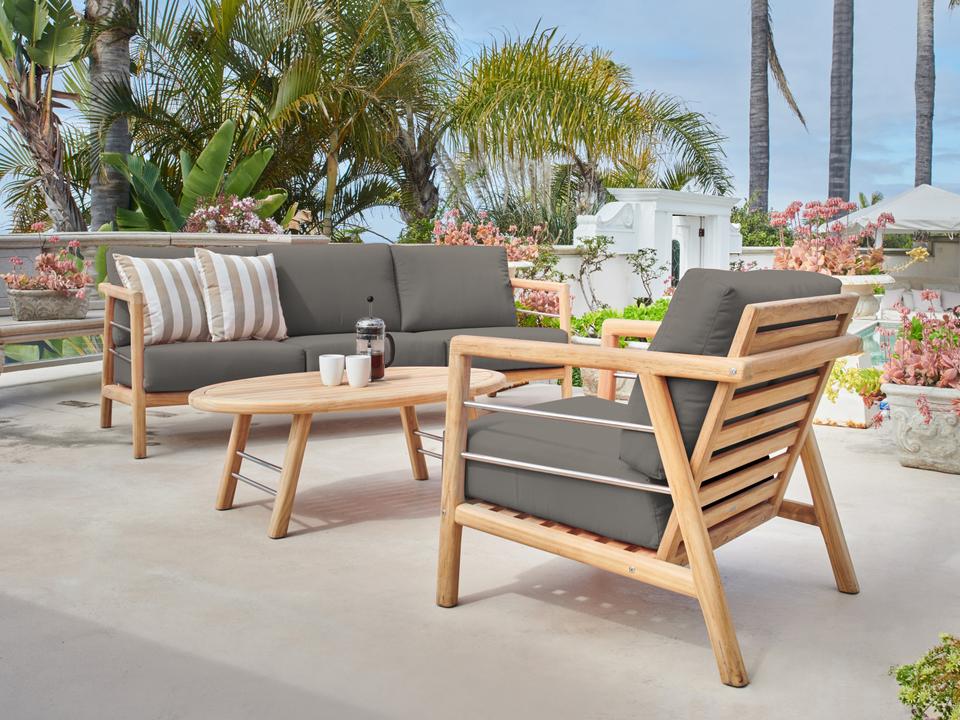Aalto Wood Charcoal Metal Cushion Lounge Set