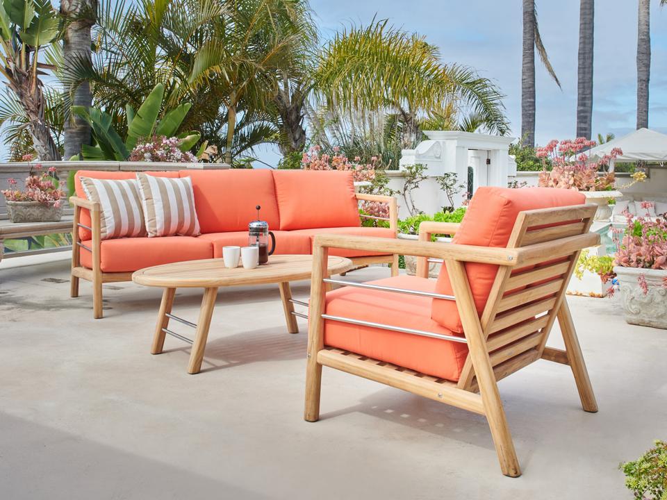 Aalto Wood Melon Metal Cushion Lounge Set